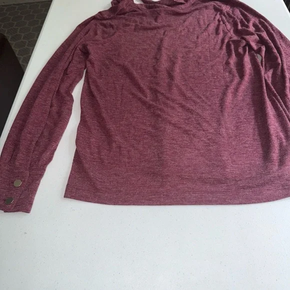 NWT LOFT Ann Taylor V Neck Tie Flowy Shirt Maroon Magenta Career XL - Picture 8 of 10